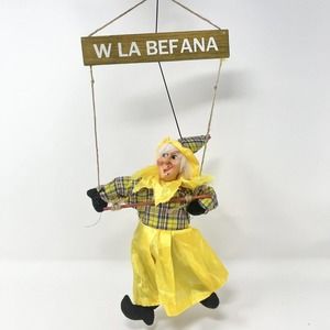 W La Befana Italian Witch Marionette Puppet vintage Bruja